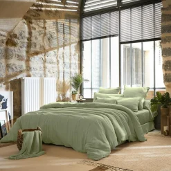 Drap plat gaze de coton (240 x 300 cm) Gaïa Vert tilleul