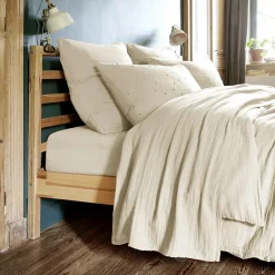 Drap plat gaze de coton (240 x 300 cm) Gaïa Beige pampa