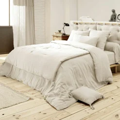 Drap plat gaze de coton (240 x 300 cm) Gaïa Beige pampa