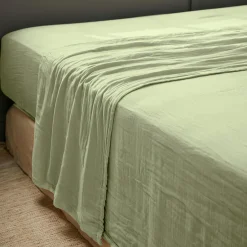 Drap plat gaze de coton (270 x 300 cm) Gaïa Vert tilleul