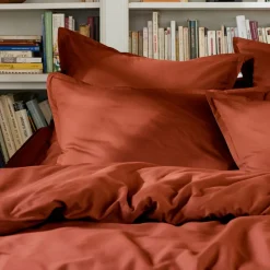 Drap plat percale de coton (270 x 300 cm) Cali Terracotta