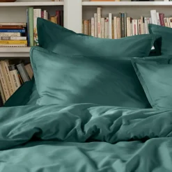 Drap plat percale de coton (270 x 300 cm) Cali Bleu canard