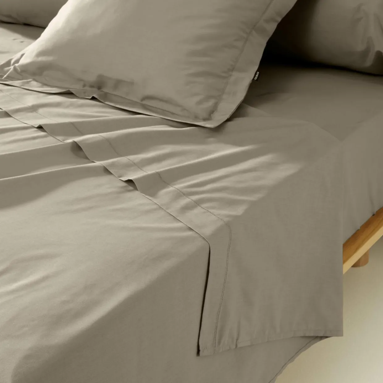 Drap plat percale de coton (180 x 290 cm) Cali Taupe