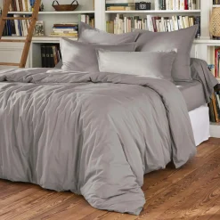 Drap plat percale de coton (270 x 300 cm) Cali Gris clair