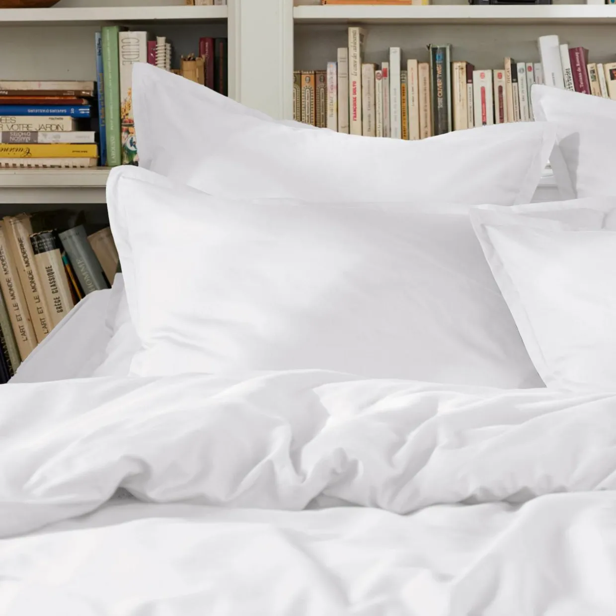 Drap plat percale de coton (180 x 290 cm) Cali Blanc