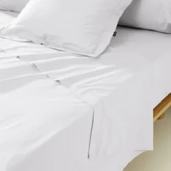 Drap plat percale de coton (240 x 300 cm) Cali Blanc