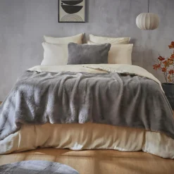 Édredon fausse fourrure (90 x 220 cm) Finn Gris anthracite