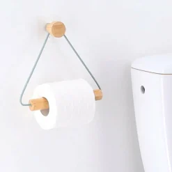 Dérouleur de papier toilette adhésif métal et bambou Easy Chic Noir