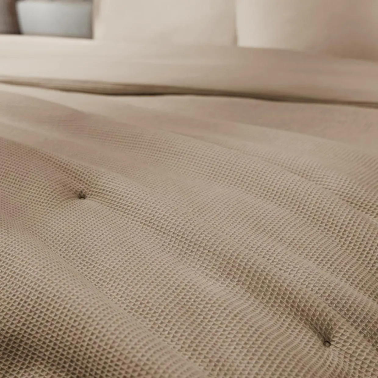 Edredon coton nid d'abeille (90 x 220 cm) Eva Ficelle