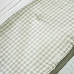 Edredon gaze de coton (90 x 200 cm) Gaïa vichy Vert eucalyptus