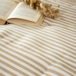 Edredon gaze de coton (90 x 200 cm) Gaïa rayures Ficelle