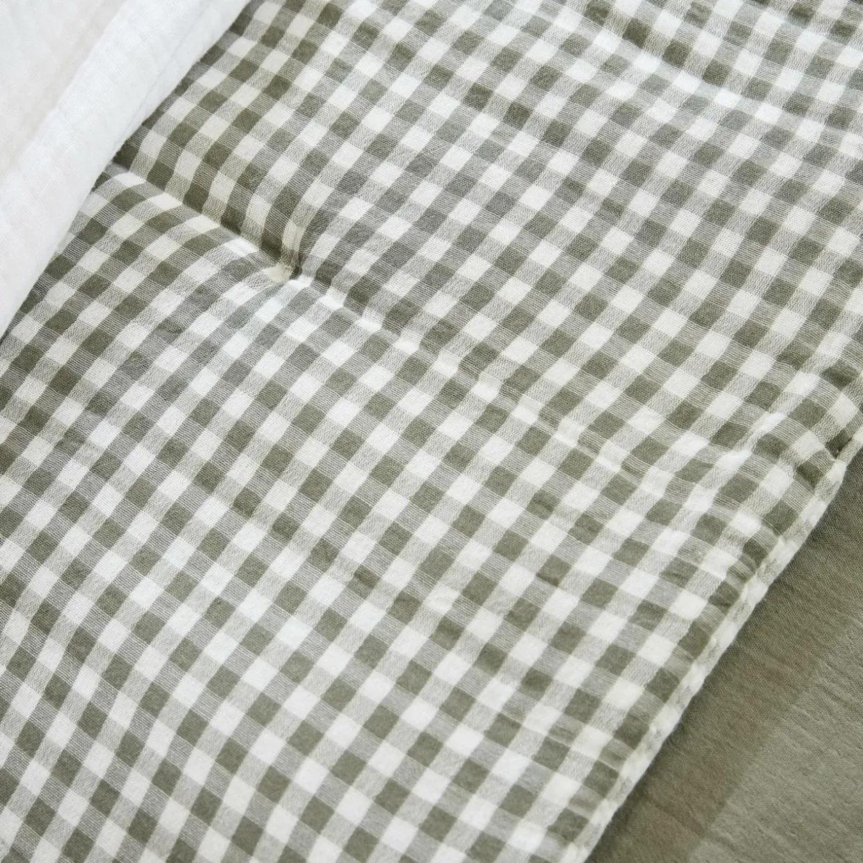 Edredon gaze de coton (90 x 200 cm) Gaïa vichy Vert romarin