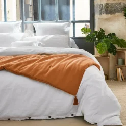 Edredon gaze de coton (150 x 150 cm) Gaïa Abricot