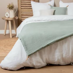 Edredon lin lavé (90 x 200 cm) Louise Vert eucalyptus