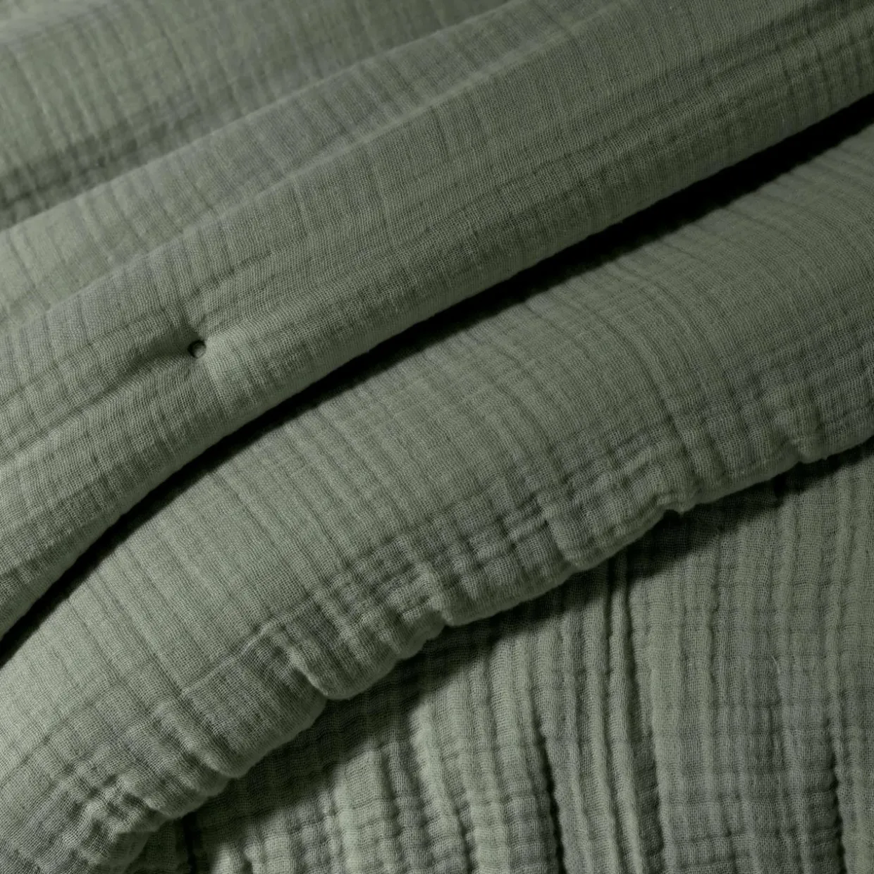 Edredon quadruple gaze de coton (90 x 220 cm) Victoria x Gaïa Vert romarin