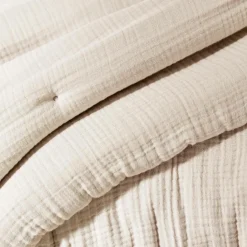 Edredon quadruple gaze de coton (90 x 220 cm) Victoria x Gaïa Beige pampa