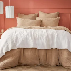 Edredon quadruple gaze de coton (90 x 220 cm) Victoria x Gaïa Blanc chantilly