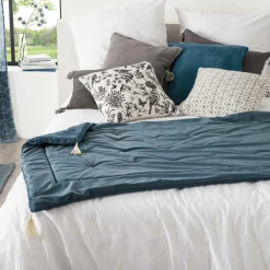 Edredon velours (80 x 180 cm) Slow Bleu