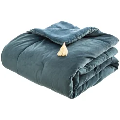 Edredon velours (80 x 180 cm) Slow Bleu