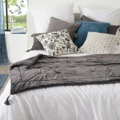 Edredon velours (80 x 180 cm) Slow Gris