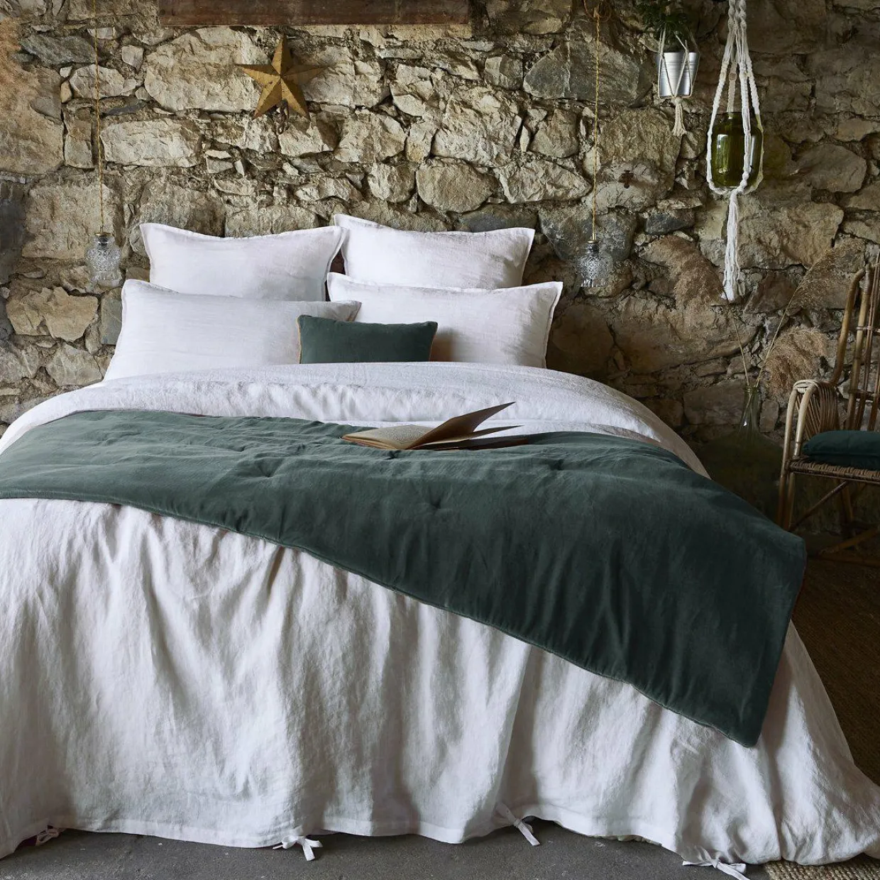 Edredon velours de coton (90 x 200 cm) Victor Gris ardoise