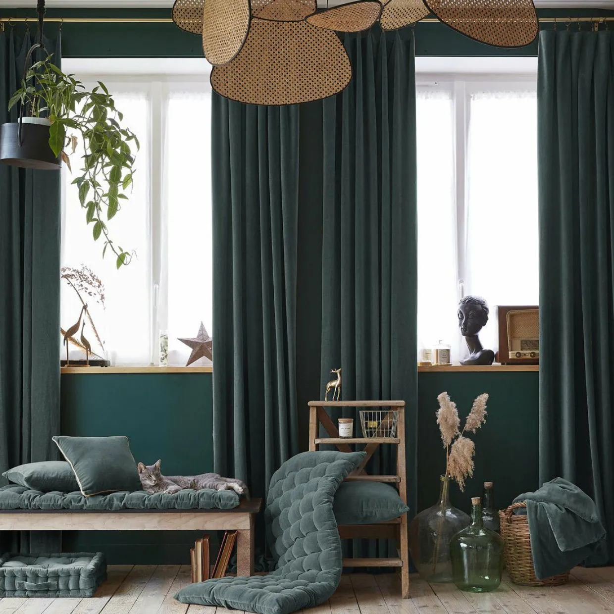 Edredon velours de coton (90 x 200 cm) Victor Gris ardoise