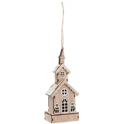 Eglise de Noël en bois (H15 cm) Naturel