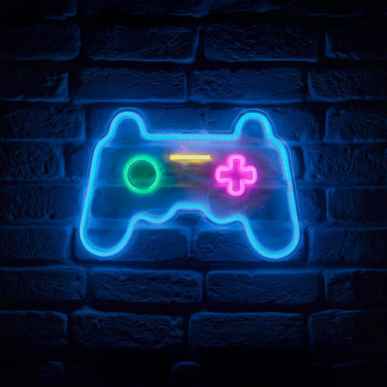 Enseigne lumineuse néon (H28 cm) Manette de jeux Bleu