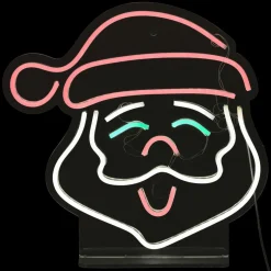 Enseigne lumineuse USB (H35 cm) Néon Tête de Père Noël Multicolore
