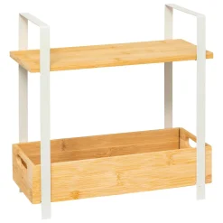 Etagère cuisine bois 2 niveaux bac (H30 cm) Ordera Blanche