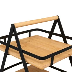 Etagère cuisine transportable en bois 2 niveaux avec anse (H29 cm) Ordera Noir