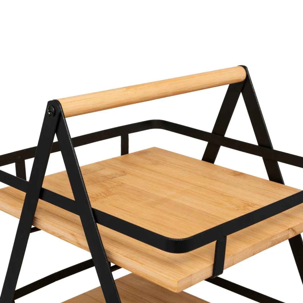 Etagère cuisine transportable en bois 2 niveaux avec anse (H29 cm) Ordera Noir