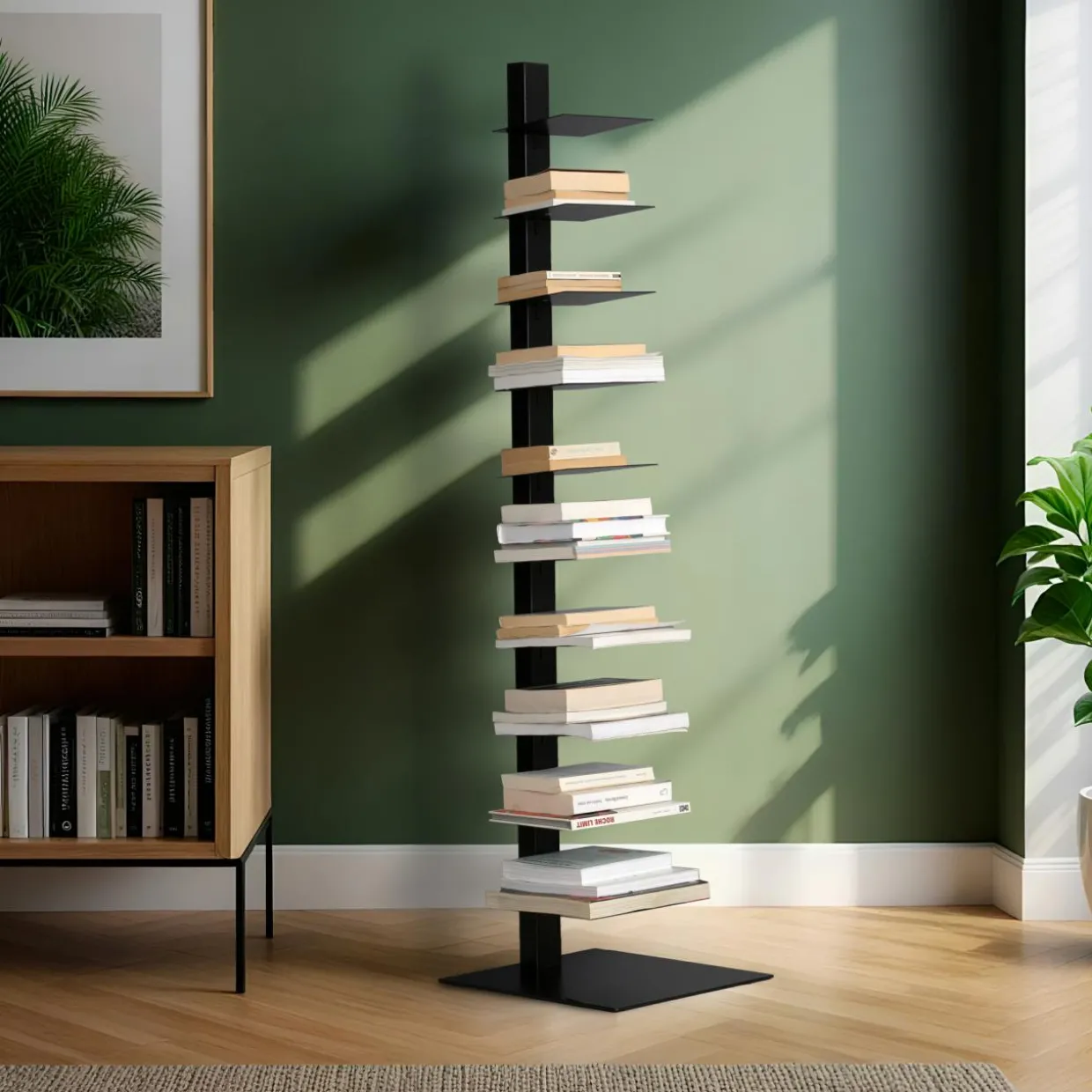 Etagère de rangement 10 niveaux (H150 cm) Bibliothèque Book Noir