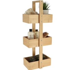 Etagère de salle de bain 3 niveaux (H66 cm) Bambou Naturel