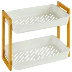 Etagère de salle de bain 2 niveaux (H35 cm) Natureo Blanc