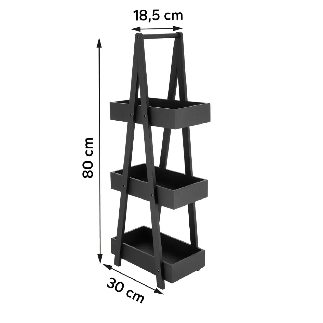 Etagère en bambou 3 niveaux (H80 cm) Pyramide Noir