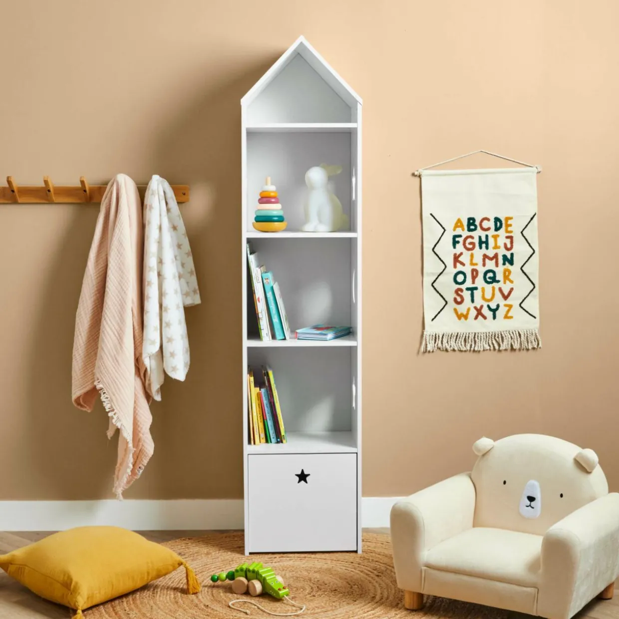 Etagère enfant bois 4 niveaux (H154 cm) Stars Blanc