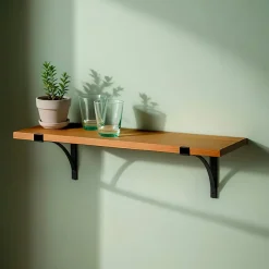 Etagère murale en bois et métal (60 cm) Factory Noir et naturel