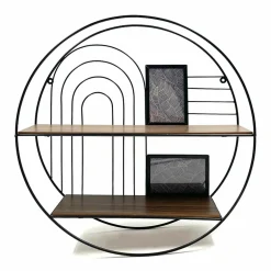 Etagère murale métal 2 plateaux + 2 portes photos (D 50 cm) Tiggy Noir