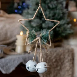 Etoile de Noël à suspendre (H22 cm) Grelots Naturel
