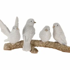 Famille d'oiseaux sur sa branche (16 x H7 cm) Blanc