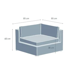 Fauteuil d'angle de jardin en résine tressée Palma Gris et anthracite