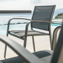 Fauteuil de jardin aluminium empilable Murano Gris anthracite