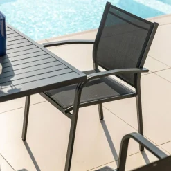 Fauteuil de jardin aluminium empilable Murano Gris anthracite