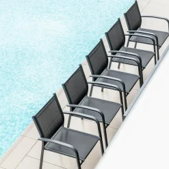 Fauteuil de jardin aluminium empilable Murano Gris anthracite