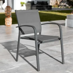 Fauteuil de jardin aluminium empilable Murano Gris anthracite