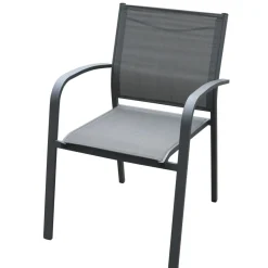Fauteuil de jardin aluminium empilable Murano Gris anthracite