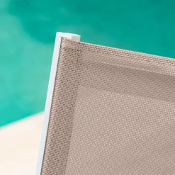 Fauteuil de jardin aluminium et bois teck empilable Bali Blanc