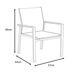 Fauteuil de jardin aluminium et bois teck empilable Bali Blanc