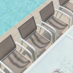 Fauteuil de jardin aluminium empilable Murano Blanc et taupe